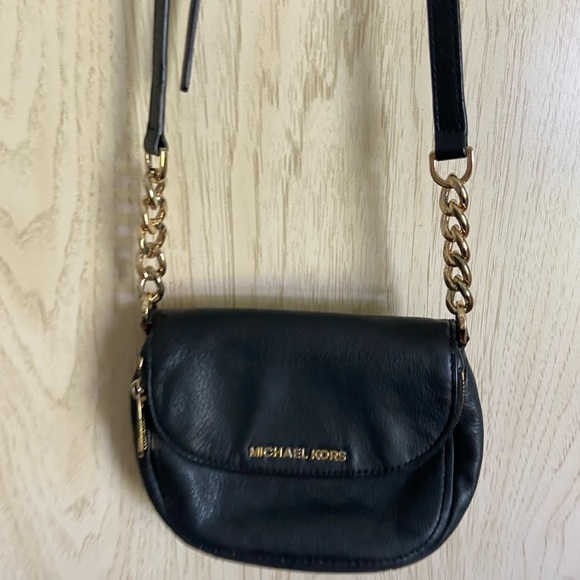 MICHAEL KORS Bedford Black Pebbled Leather Flap Crossbody Bag Purse $178 - Picture 13 of 14